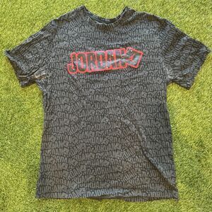 Air Jordan Shirt Mens Large Black Grey All Over Graphic Print Jumpman T-shirt